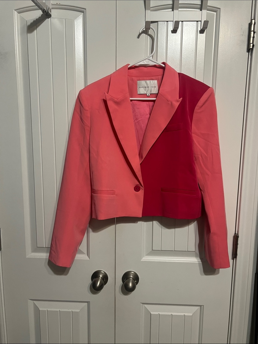 Endless Rose Pink & Fuchsia Colorblock Cropped Blazer